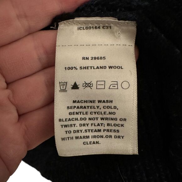 Pendleton Navy Blue 100% Shetland Wool Button Up V-Neck Cardigan Size S - Picture 4 of 7